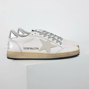 Golden Goose Ball-Star Suede Star Silver Heel Tab