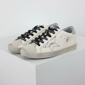 Golden Goose Super-Star Black Outline Star Silver Heel Tab