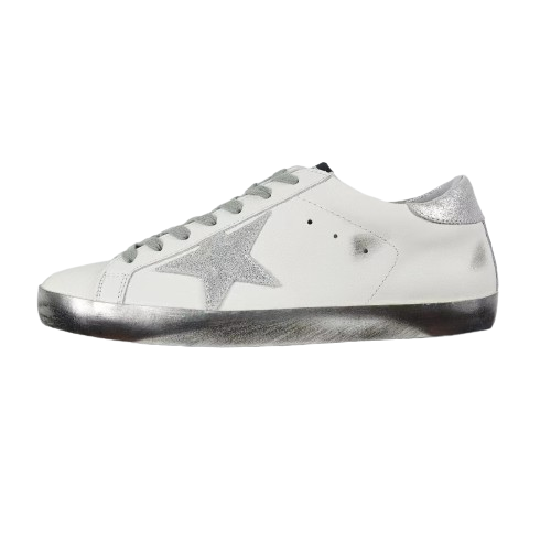 Golden Goose Ball-Star Silver Star Silver Heel Tab Silver Base