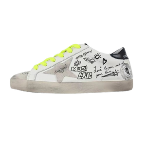 Golden Goose Super-Star Graffiti Suede Silver Star Black Heel Tab