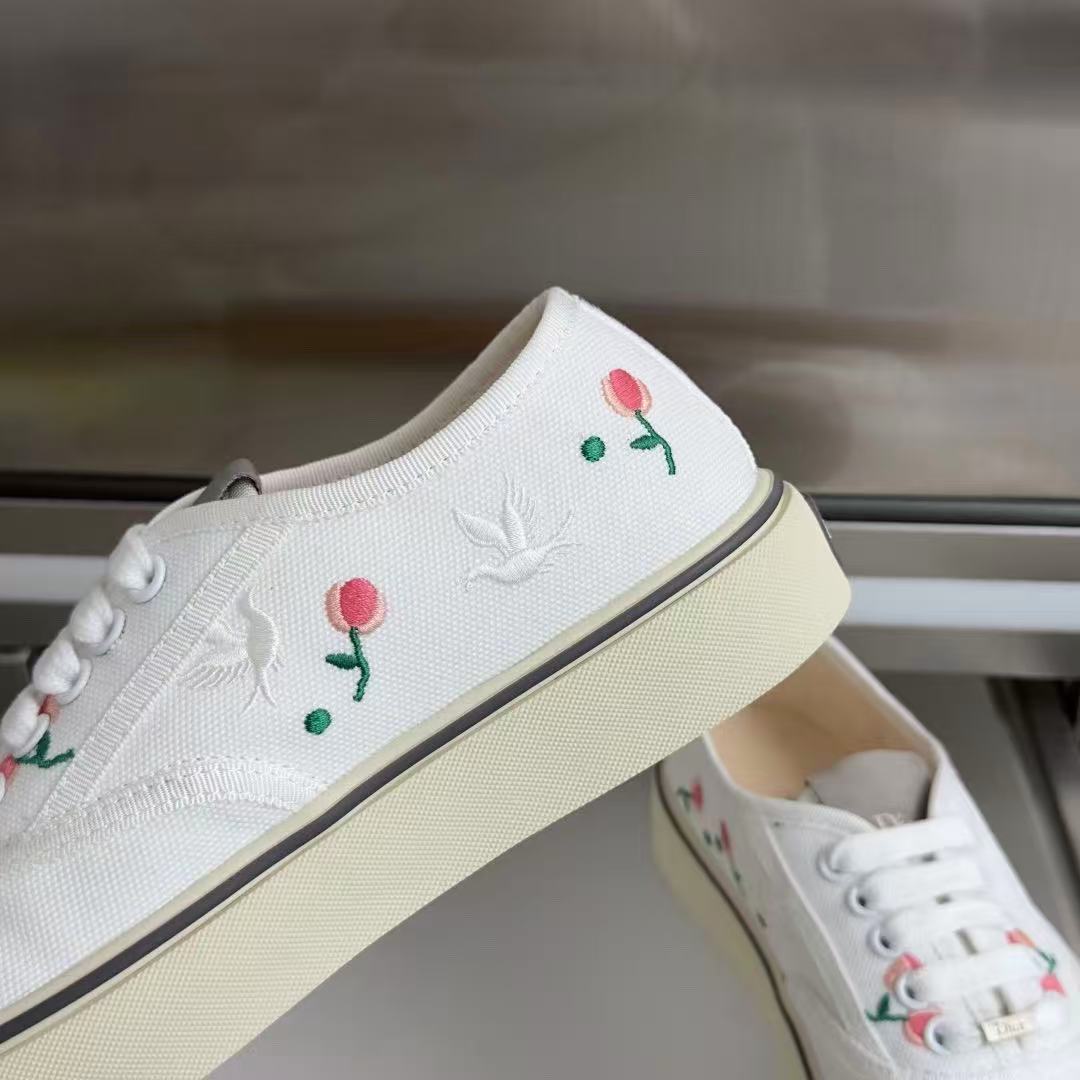 Saltwind Sneaker Doves & Roses Motif on White Cotton