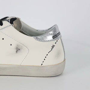 Golden Goose Super-Star Black Outline Star Silver Heel Tab