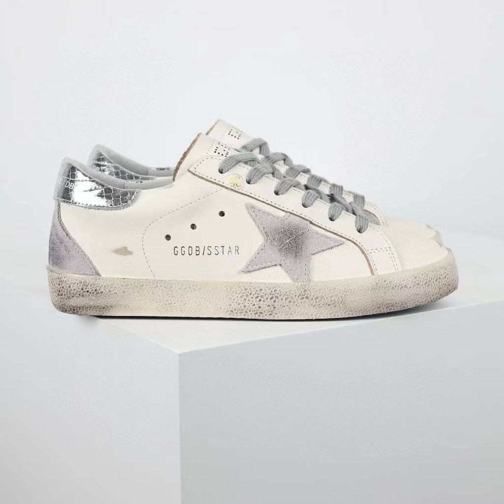 Golden Goose Super-Star Suede Star Silver Heel Tab