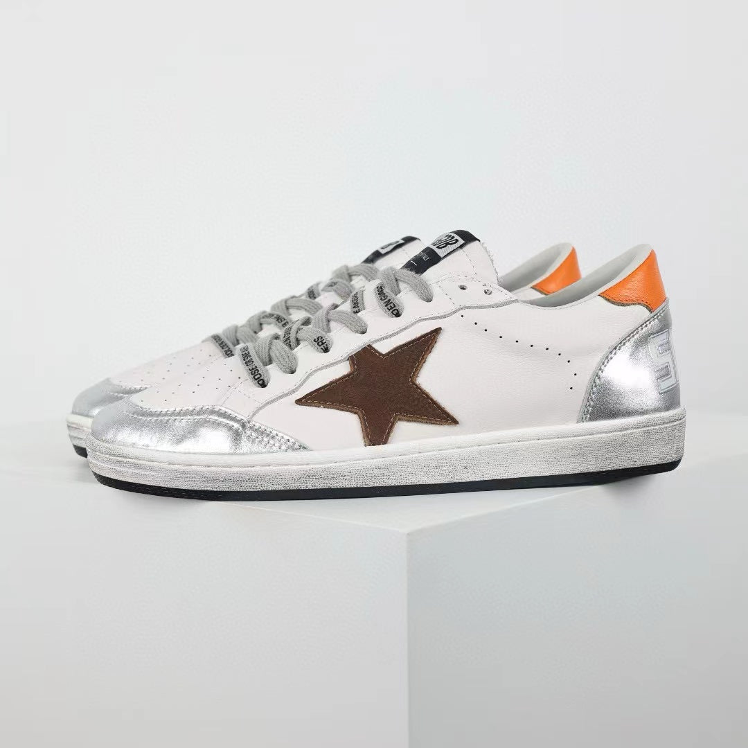 Golden Goose Ball-Star Brown Star Orange Heel Tab