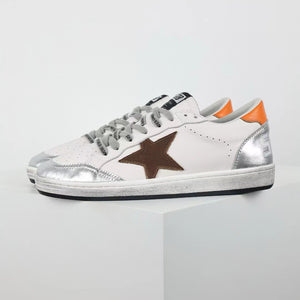 Golden Goose Ball-Star Brown Star Orange Heel Tab