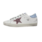 Golden Goose Super-Star Glitter Pink Star Blue Heel Tab