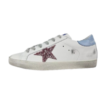 Load image into Gallery viewer, Golden Goose Super-Star Glitter Pink Star Blue Heel Tab
