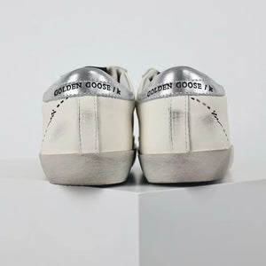 Golden Goose Super-Star Black Outline Star Silver Heel Tab