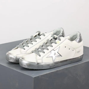 Golden Goose Super-Star Silver Star Silver Heel Tab Silver Sole