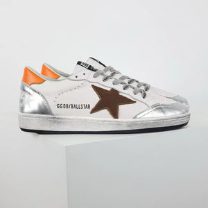 Golden Goose Ball-Star Brown Star Orange Heel Tab