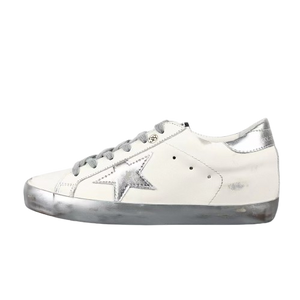 Golden Goose Super-Star Silver Star Silver Heel Tab Silver Sole