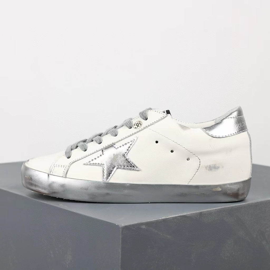 Golden Goose Super-Star Silver Star Silver Heel Tab Silver Sole