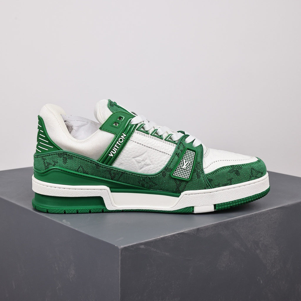 LV Trainers Monogram Denim Green
