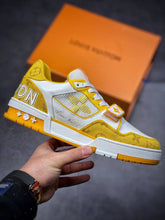 Load image into Gallery viewer, LV Trainers Velcro Strap Monogram Denim Yellow
