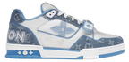 LV Trainers Velcro Strap Monogram Denim Blue