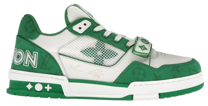 LV Trainers Velcro Strap Monogram Denim Green