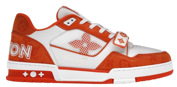 LV Trainers Velcro Strap Monogram Denim Orange