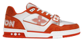 LV Trainers Velcro Strap Monogram Denim Orange