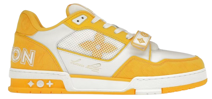 LV Trainers Velcro Strap Monogram Denim Yellow