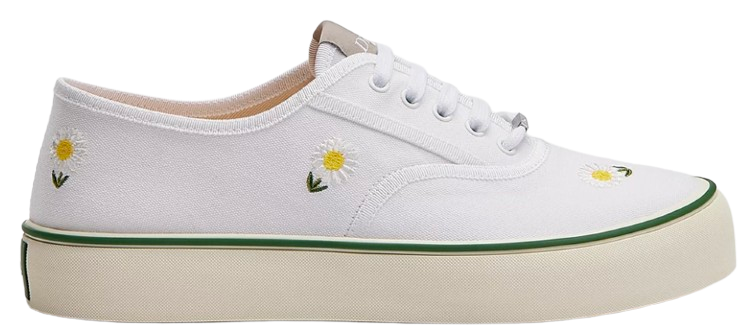 Saltwind Sneaker Daisy Motif on White Cotton