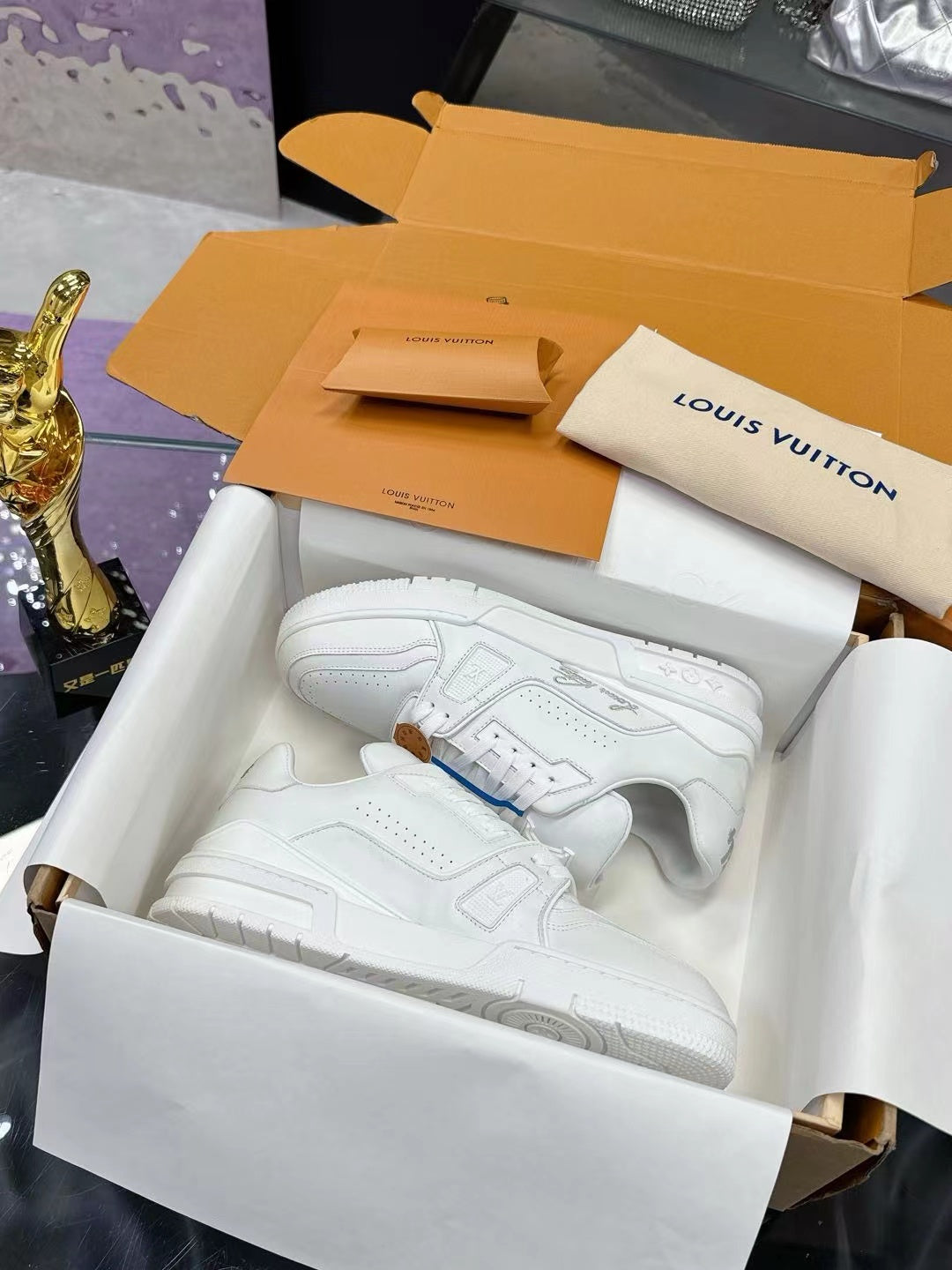 LV Trainers #54 Distressed Sneaker White