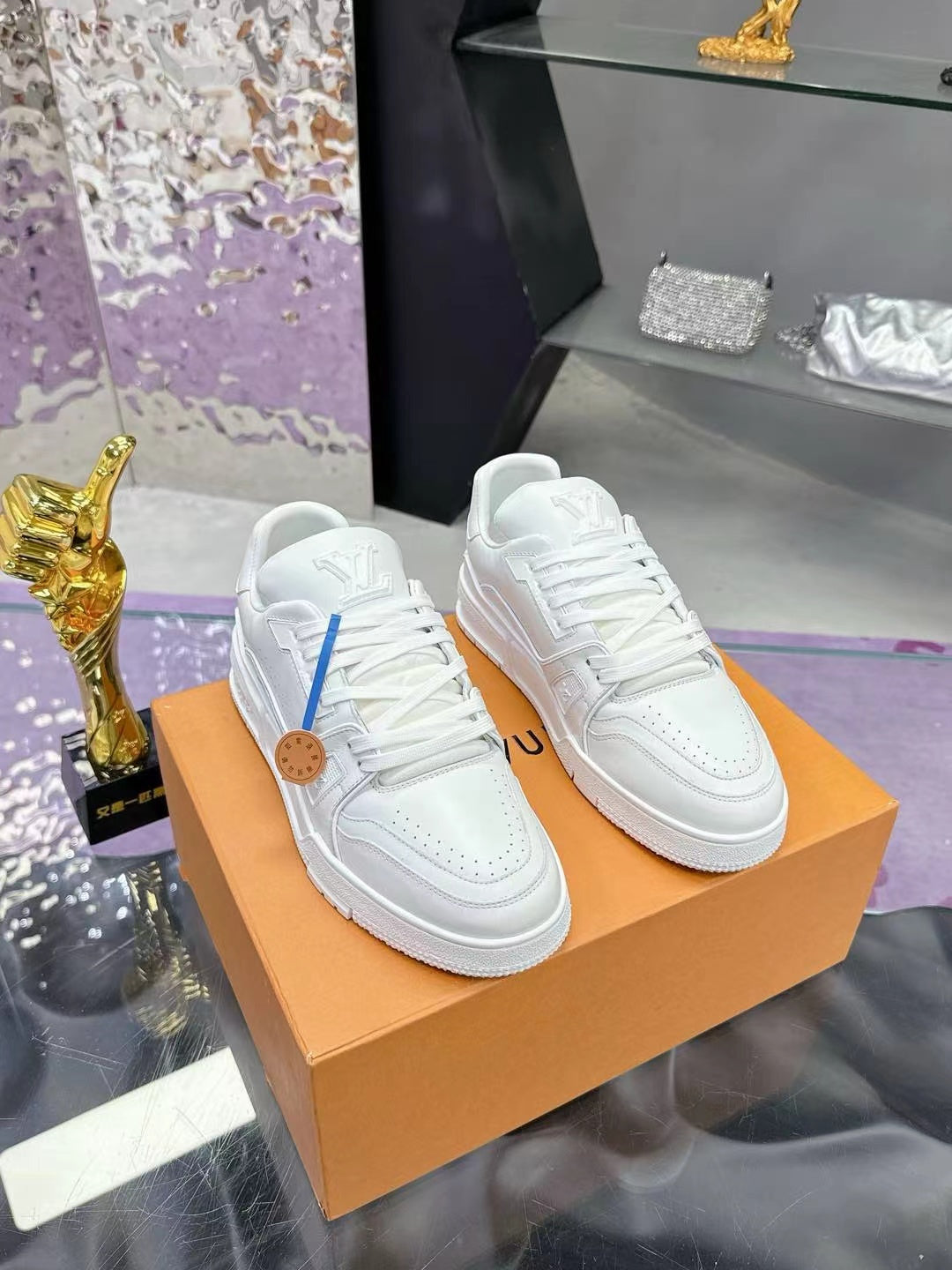 LV Trainers #54 Distressed Sneaker White