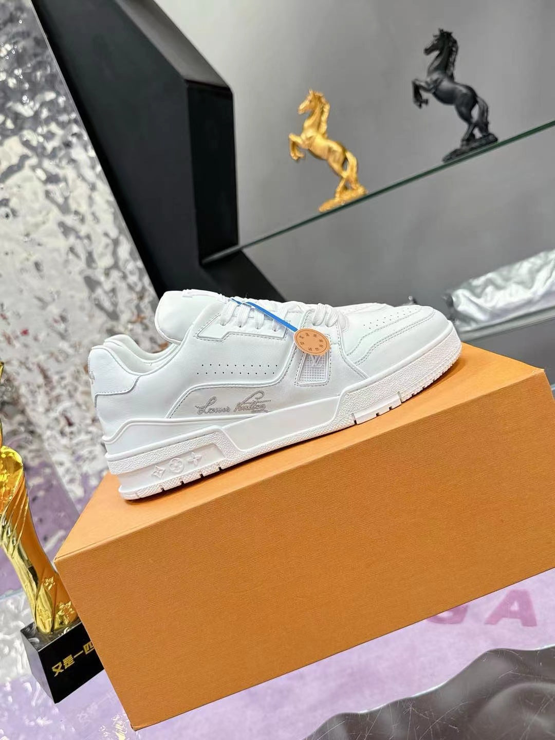 LV Trainers #54 Distressed Sneaker White