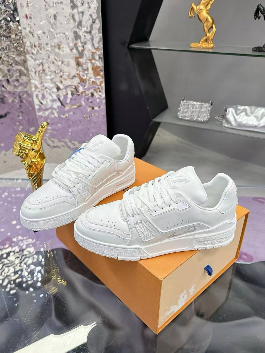LV Trainers #54 Distressed Sneaker White
