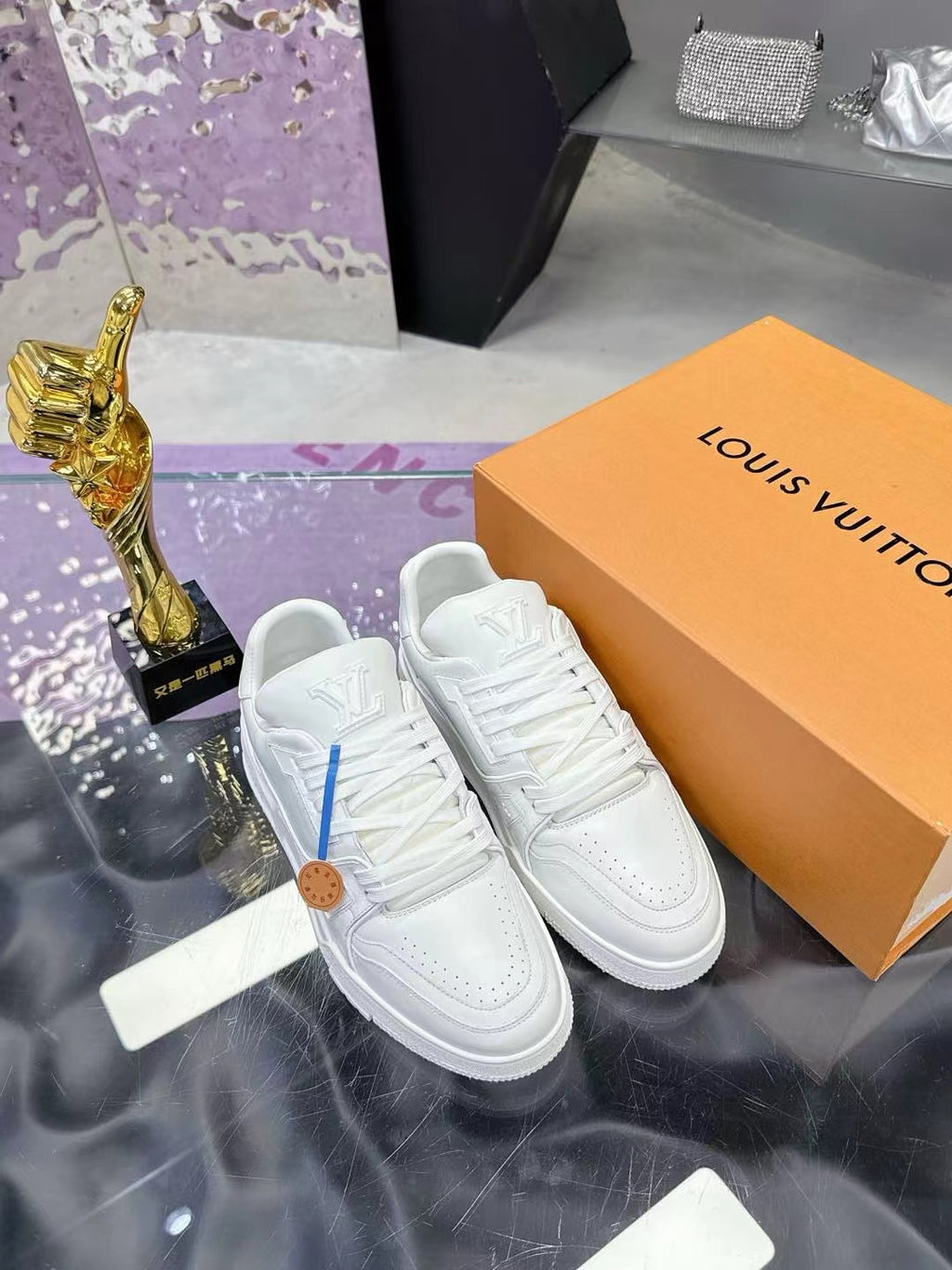 LV Trainers #54 Distressed Sneaker White