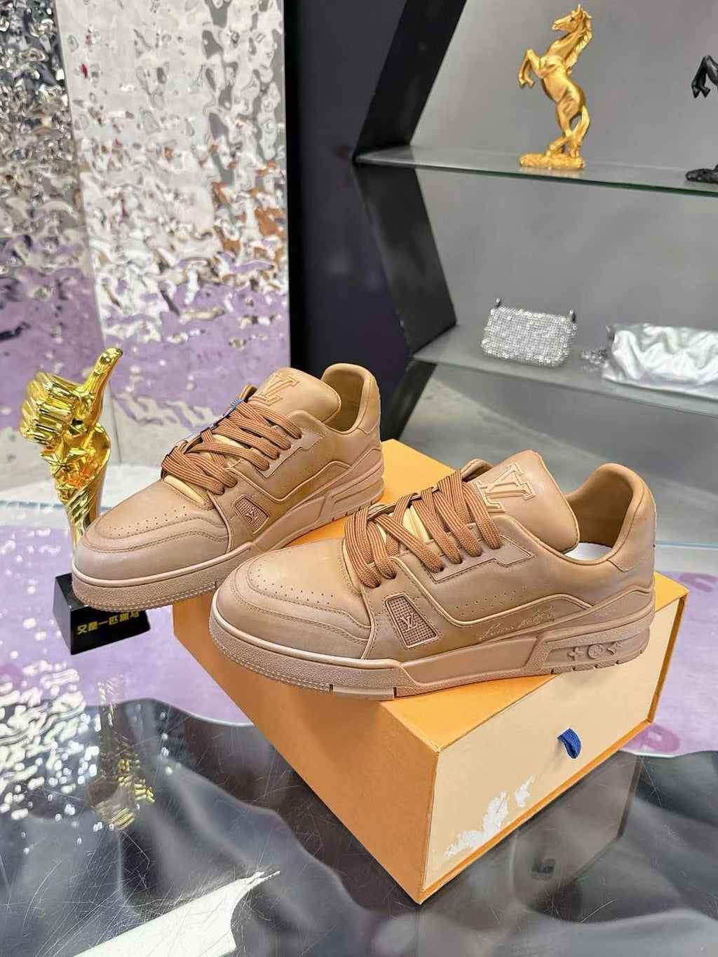 LV Trainers #54 Distressed Sneaker Cognac