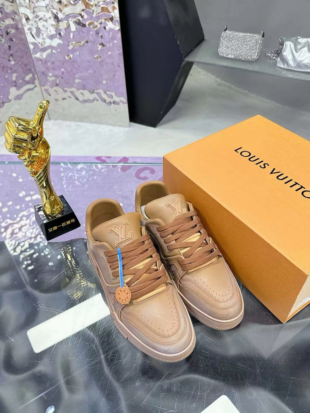 LV Trainers #54 Distressed Sneaker Cognac