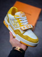 LV Trainers Velcro Strap Monogram Denim Yellow