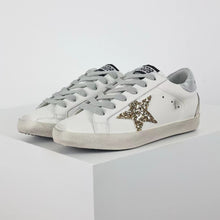 Load image into Gallery viewer, Golden Goose Super-Star Glitter Gold Star Silver Heel Tab
