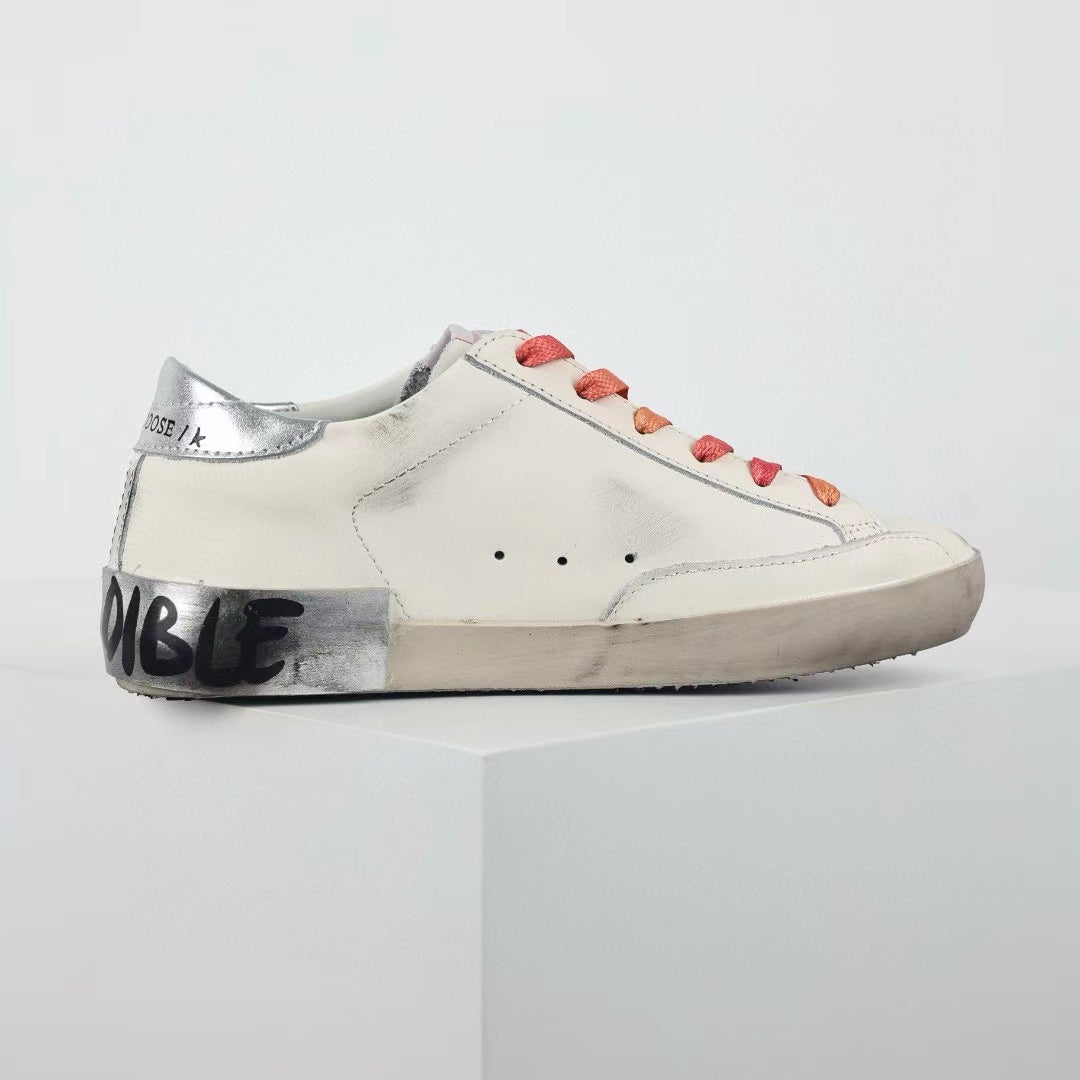 Golden Goose Ball-Star Glitter Star Silver Heel Tab