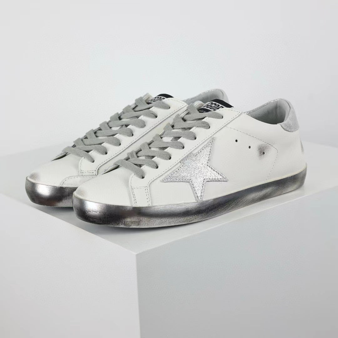 Golden Goose Ball-Star Silver Star Silver Heel Tab Silver Base