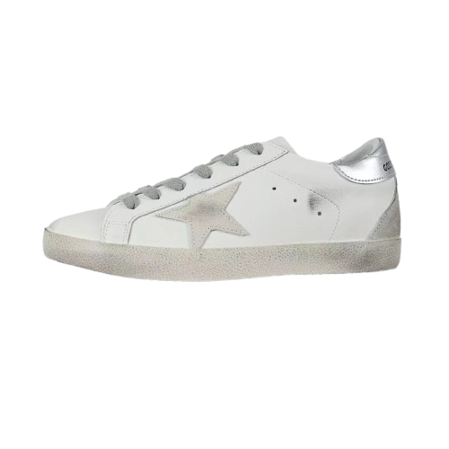 Golden Goose Super-Star Suede Star Silver Heel Tab