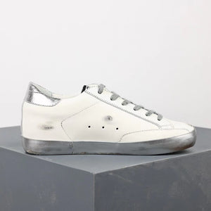 Golden Goose Super-Star Silver Star Silver Heel Tab Silver Sole