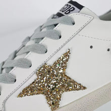 Load image into Gallery viewer, Golden Goose Super-Star Glitter Gold Star Silver Heel Tab
