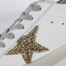 Load image into Gallery viewer, Golden Goose Super-Star Glitter Gold Star Blue Heel Tab
