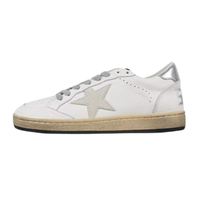 Golden Goose Ball-Star Suede Star Silver Heel Tab