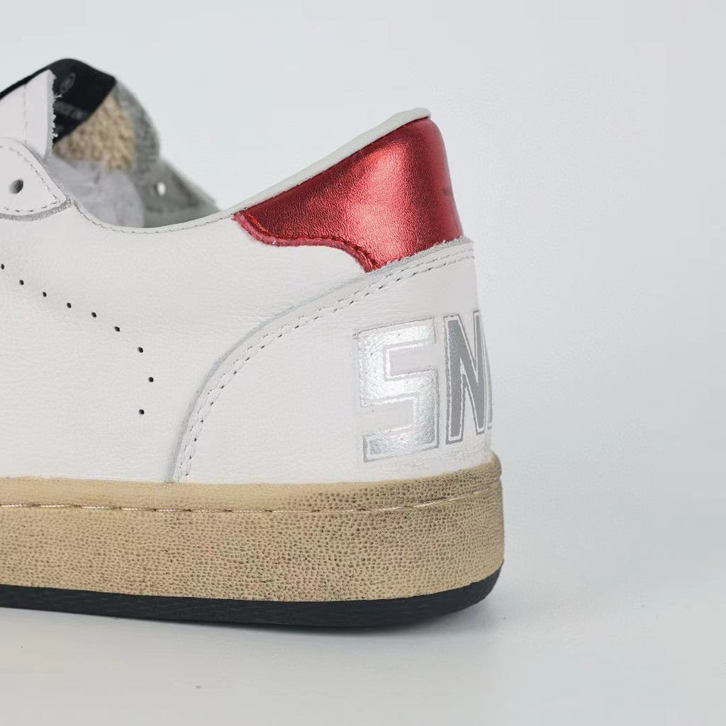 Golden Goose Ball-Star Glitter Silver Star Red Heel Tab