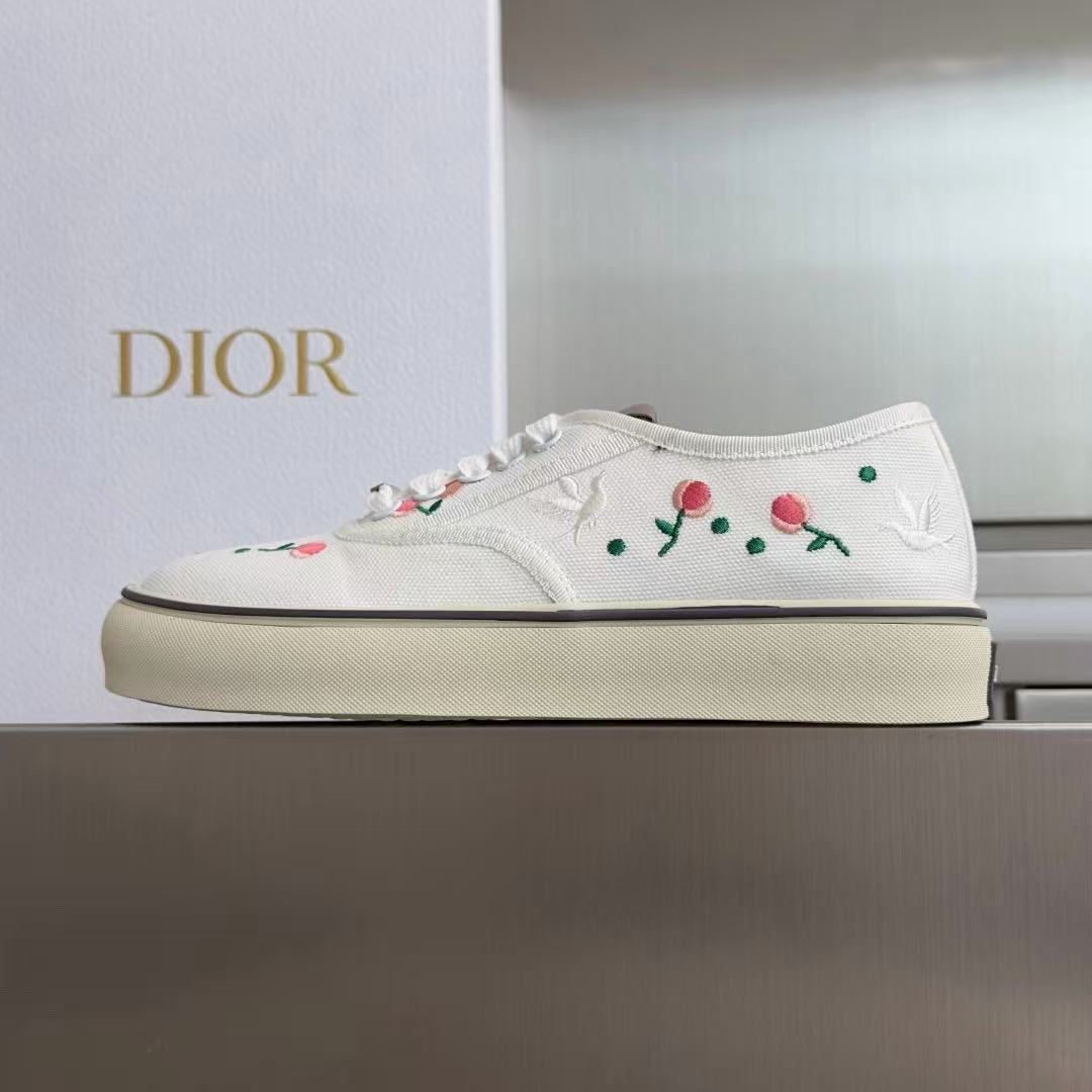 Saltwind Sneaker Doves & Roses Motif on White Cotton