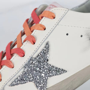 Golden Goose Ball-Star Glitter Star Silver Heel Tab