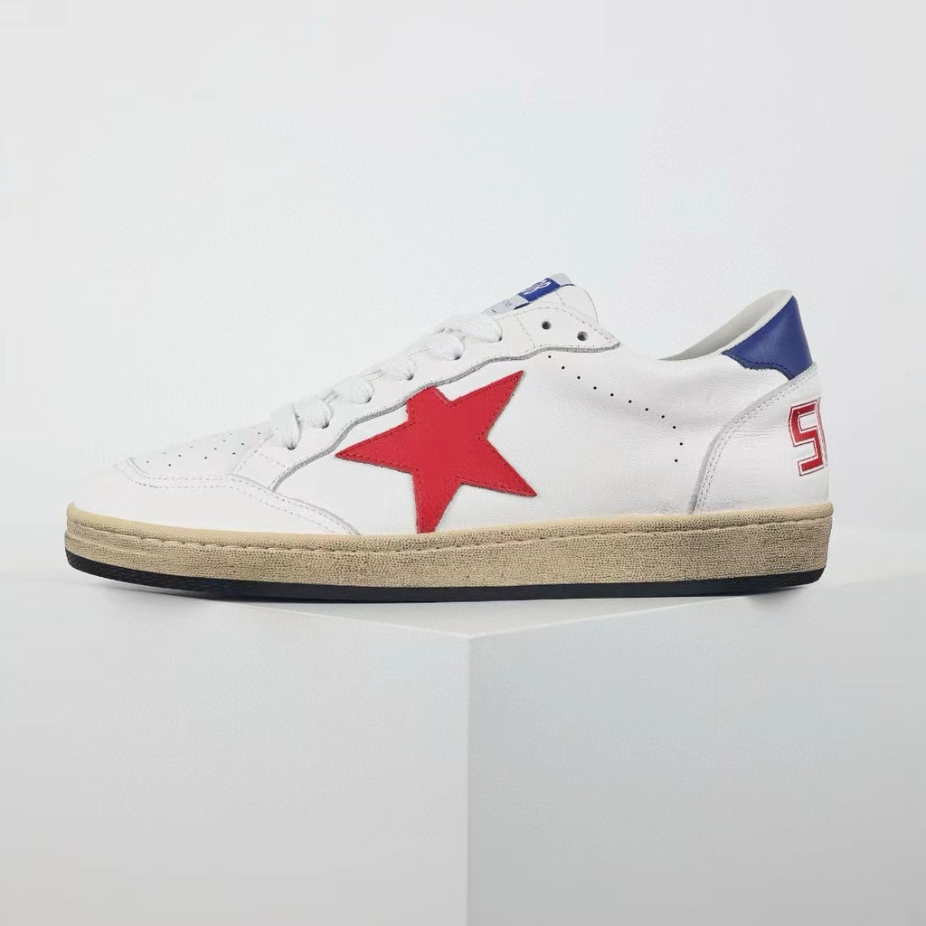 Golden Goose Ball-Star Red Star Blue Heel Tab