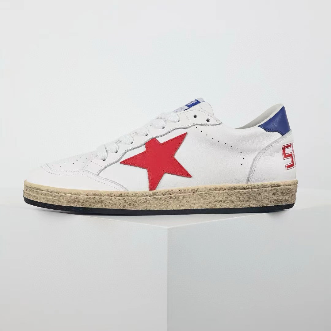 Golden Goose Ball-Star Red Star Blue Heel Tab