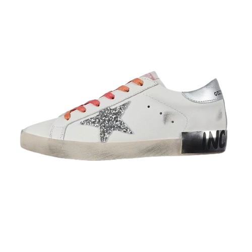 Golden Goose Ball-Star Glitter Silver Star Silver Heel Tab