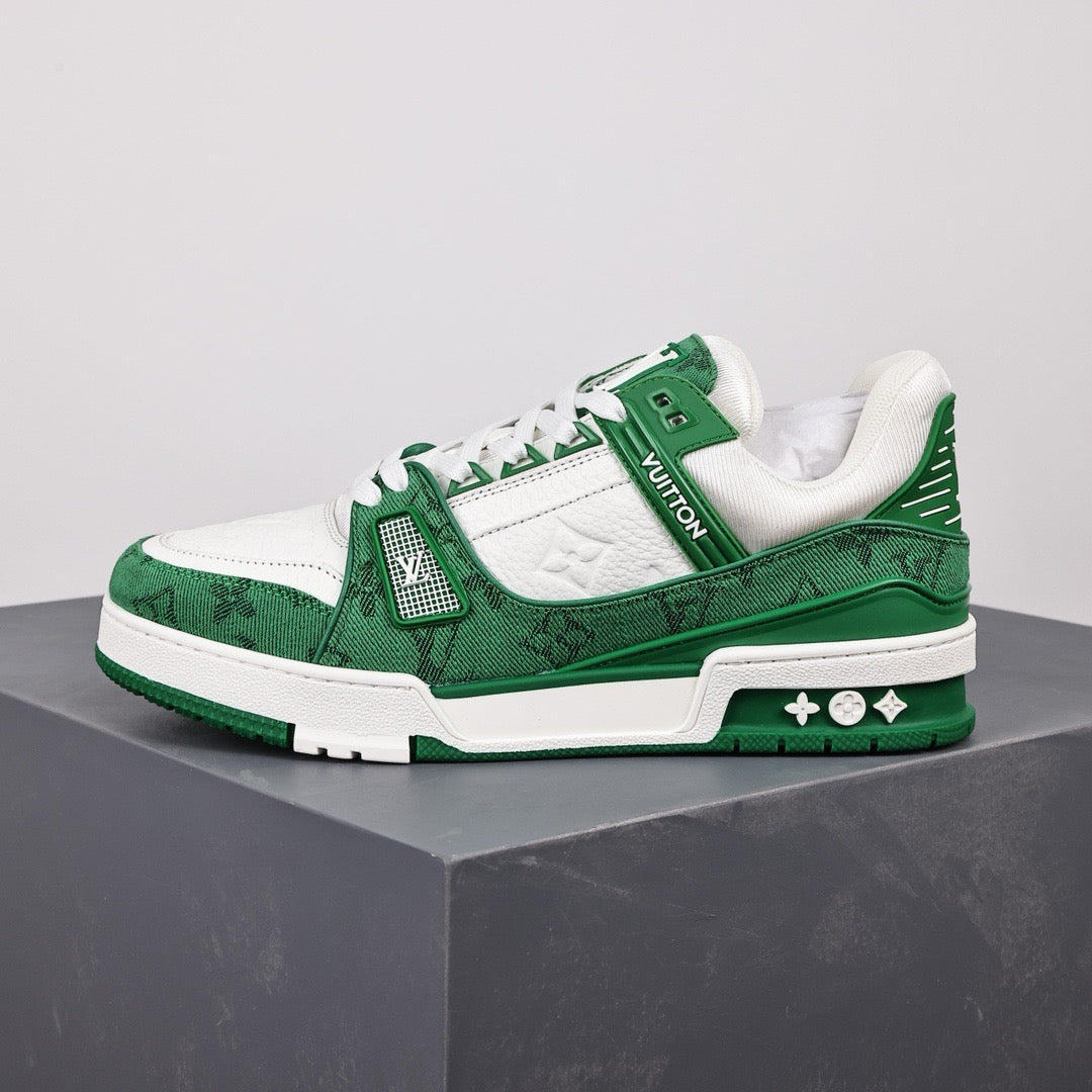 LV Trainers Monogram Denim Green