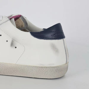 Golden Goose Super-Star Glitter Silver Star Navy Heel Tab