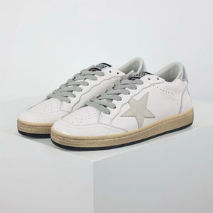 Golden Goose Ball-Star Suede Star Silver Heel Tab