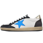 Golden Goose Ball-Star Blue Leather Star Gold Heel Tab Black
